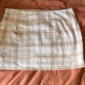 Plaid Tan and White Women's Skirt